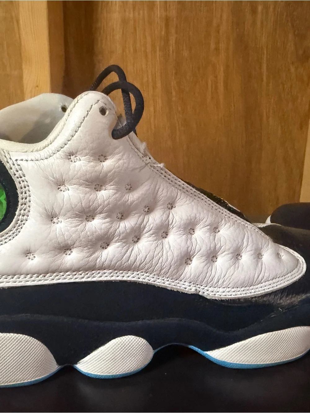 Jordan Kids Sneakers White and Black with Green Hologram